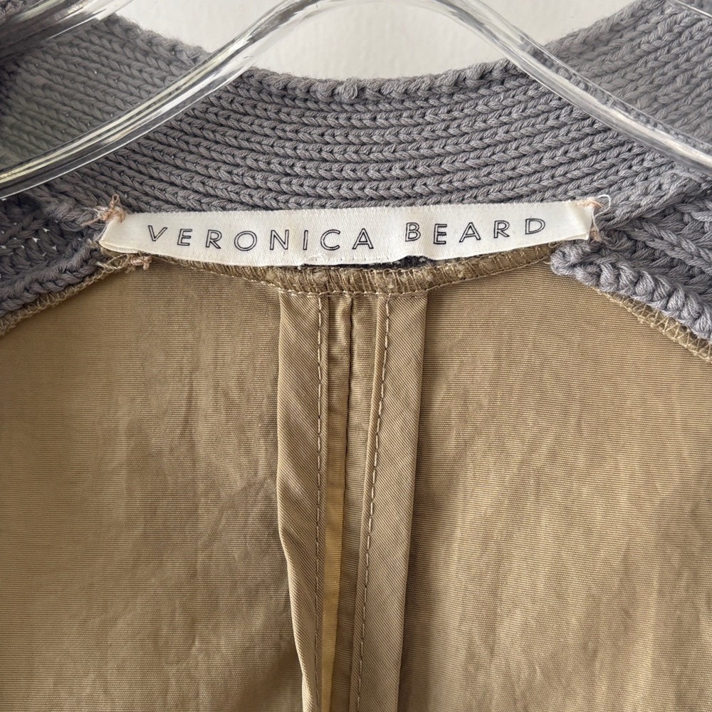 Veronica Beard Pearl Mixed Media Trench Cardigan in Grey Melange S - Picture 13 of 14